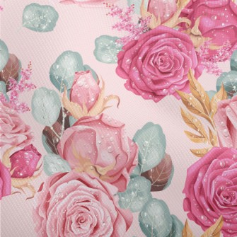 Retro Realistic Pink Roses Dobby