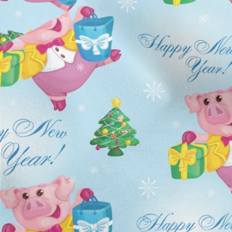 Pink Pig Decorated With Lights Micro Fleece
