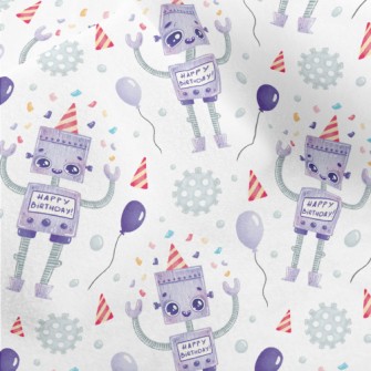 Cartoon Robot Celebrating Birt Micro Fleece