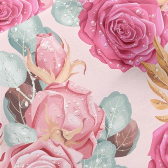 Retro Realistic Pink Roses Micro Fleece