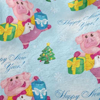 Pink Pig Decorated With Lights Minky