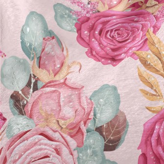 Retro Realistic Pink Roses Minky