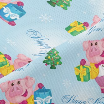 Pink Pig Decorated With Lights Piqué