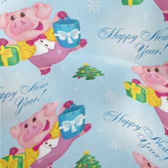 Pink Pig Decorated With Lights Lightweight Performance Linen