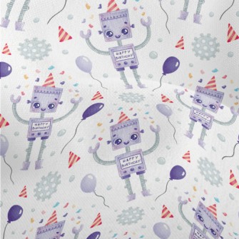 Cartoon Robot Celebrating Birt Lightweight Performance Linen