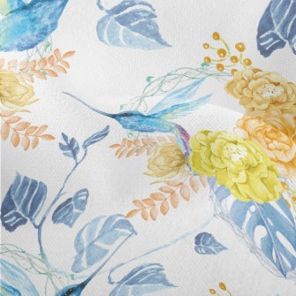 Blue Hummingbird Next To Bloom Lightweight Performance Linen