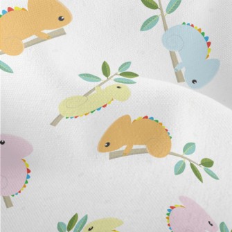 Colorful Chameleon On A Branch Lightweight Performance Linen