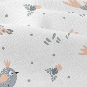 Gray Bird And Small Flowers Modern Jersey