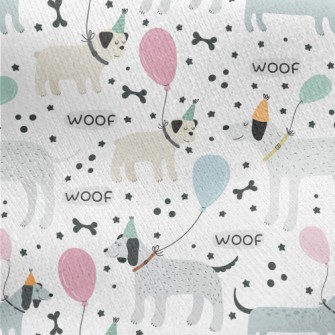 Cartoon Dog With Balloon Jersey Backed Fleece