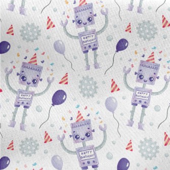 Cartoon Robot Celebrating Birt Jersey Backed Fleece