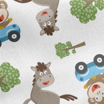 A Driving Monkey Chasing A Hor Jersey Backed Fleece