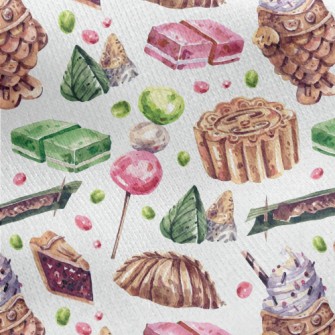 Watercolor Desserts From Aroun Jersey Backed Fleece