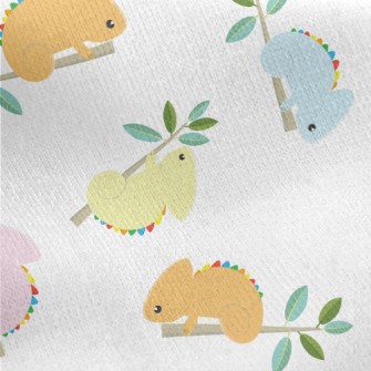 Colorful Chameleon On A Branch Jersey Backed Fleece