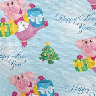 Pink Pig Decorated With Lights Pongee