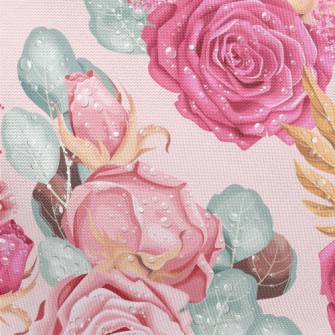 Retro Realistic Pink Roses Pongee