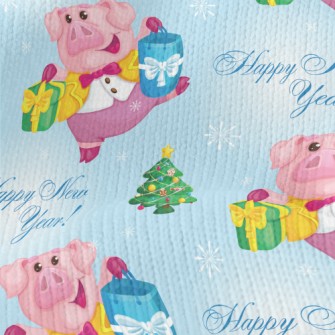 Pink Pig Decorated With Lights Stretch Jersey