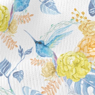 Blue Hummingbird Next To Bloom Stretch Jersey