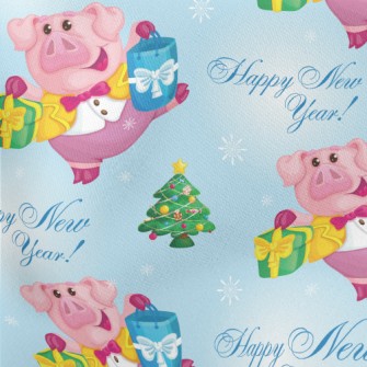 Pink Pig Decorated With Lights Lightweight Cotton Poplin