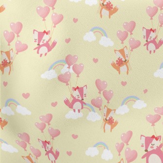 Fox Couple Floating In The Sky Lightweight Cotton Poplin