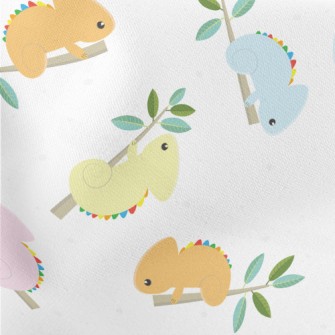 Colorful Chameleon On A Branch Lightweight Cotton Poplin