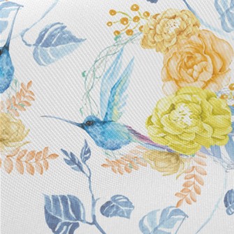 Blue Hummingbird Next To Bloom Midweight Cotton Poplin