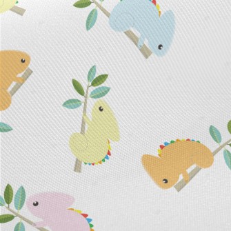 Colorful Chameleon On A Branch Midweight Cotton Poplin