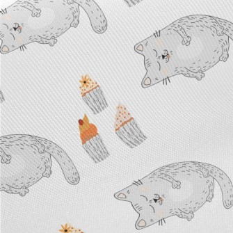 Satisfied Cat After Eating Midweight Cotton Poplin