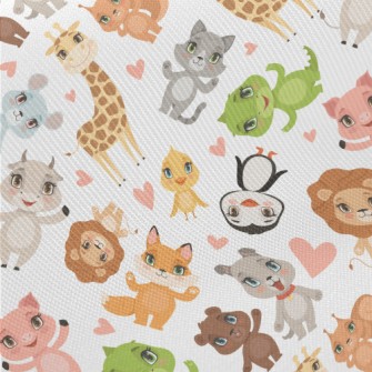 Happy Animal Friends Midweight Cotton Poplin