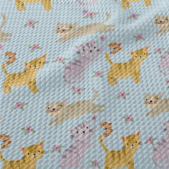 Kittens Chasing Butterflies Birdseye Piqué