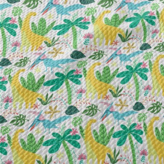 Happy Dinosaur In The Jungle Birdseye Piqué