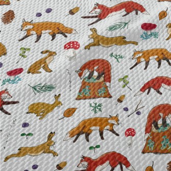 Forest Animals Fox And Hare Birdseye Piqué