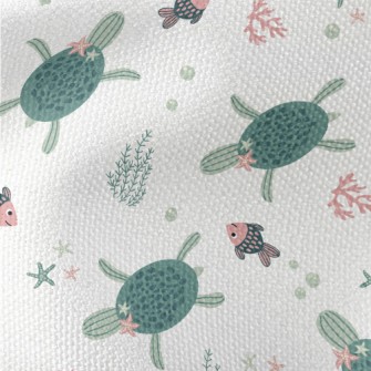 Sea Turtle Swimming With Fish Waterproof Canvas