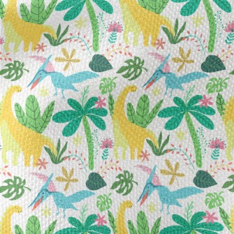 Happy Dinosaur In The Jungle Waterproof Canvas