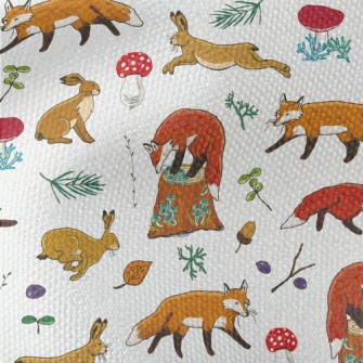 Forest Animals Fox And Hare Waterproof Canvas