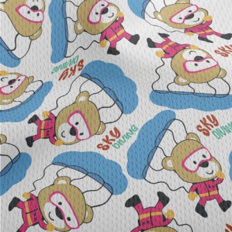 Cute Little Bear Skydiving Athletic Mesh Flat Back