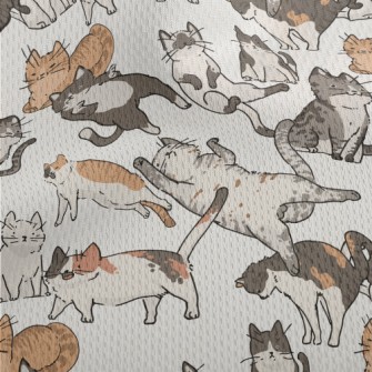 Hand Drawn Doodles Of Cat Life Athletic Mesh Flat Back