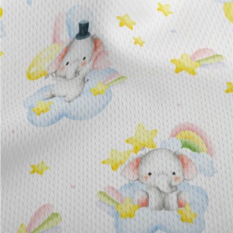 Baby Elephant Holding Balloons Athletic Mesh Flat Back