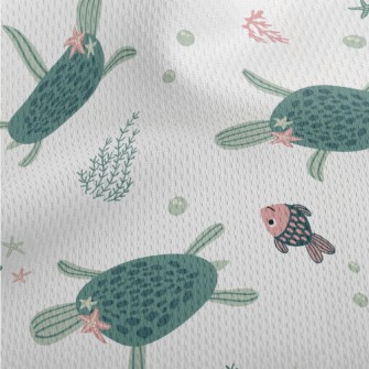 Sea Turtle Swimming With Fish Athletic Mesh Flat Back