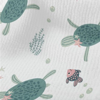 Sea Turtle Swimming With Fish Terry