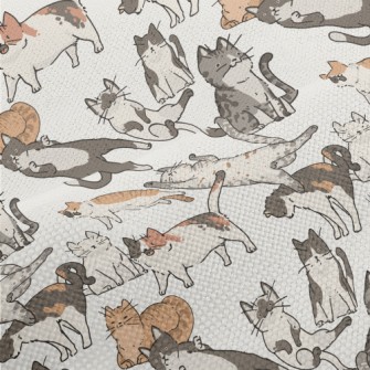 Hand Drawn Doodles Of Cat Life Performance Linen