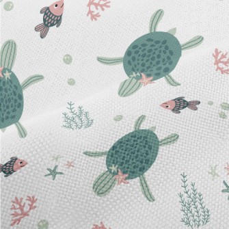 Sea Turtle Swimming With Fish Performance Linen