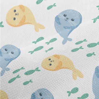 Playful Fur Seal And Small Fis Performance Linen