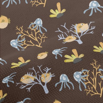 Pufferfish And Jellyfish In Th Performance Linen