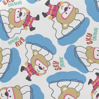 Cute Little Bear Skydiving Twill