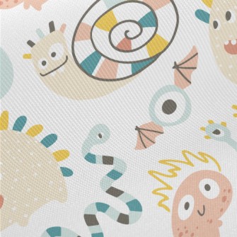 Cute Monsters In Minimalist St Twill