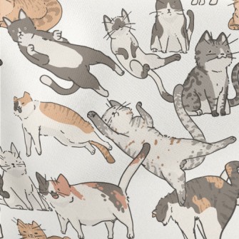 Hand Drawn Doodles Of Cat Life Stretch Ponte