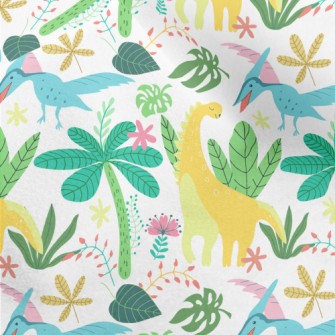 Happy Dinosaur In The Jungle Micro Fleece