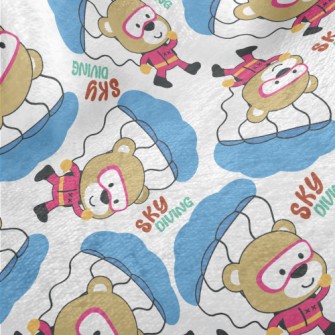 Cute Little Bear Skydiving Minky