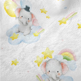 Baby Elephant Holding Balloons Minky