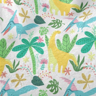 Happy Dinosaur In The Jungle Minky